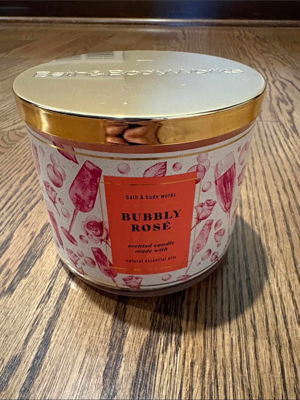 Bath & Body Works Bubbly Rosé Scented Candle - Pink & Gold